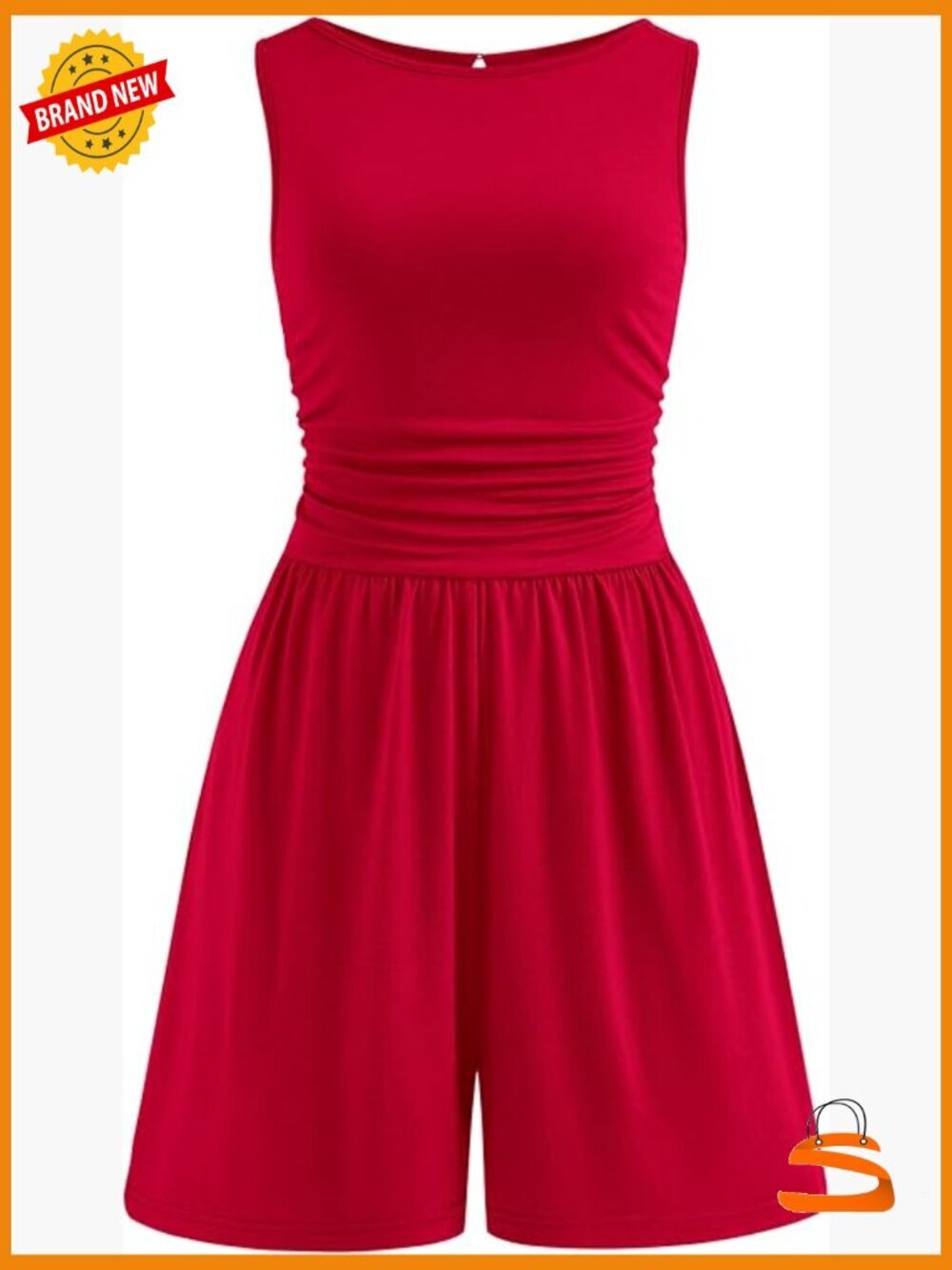 Sleeveless Short Wide Leg Jumpsuit, Lightweight Stretch Fabric, Beach Vacation